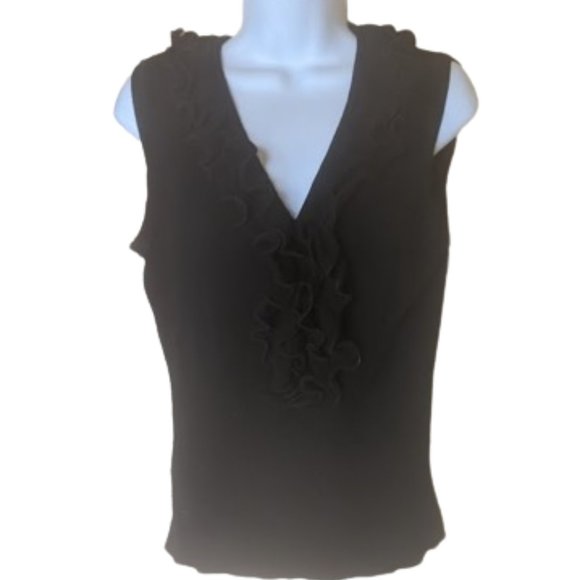 Black Sleeveless Sweater with Vertical Frill Size XL - Picture 2 of 5